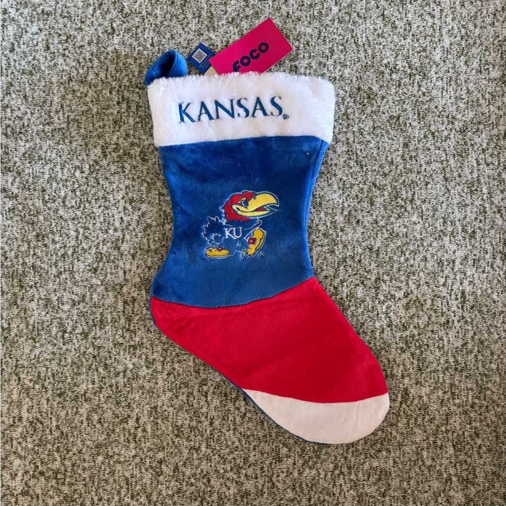 Kansas Jayhawks Christmas stocking. NCAA. Foco. New with tags.
